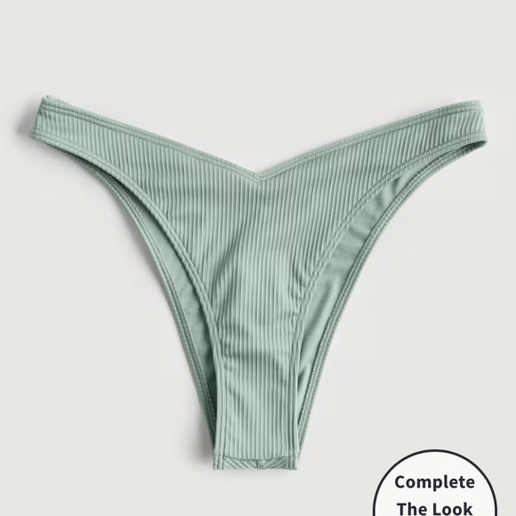 Hollister Swim New Hollister Ribbed V Front High Leg Green Cheeky Bikini Swim Bottoms S